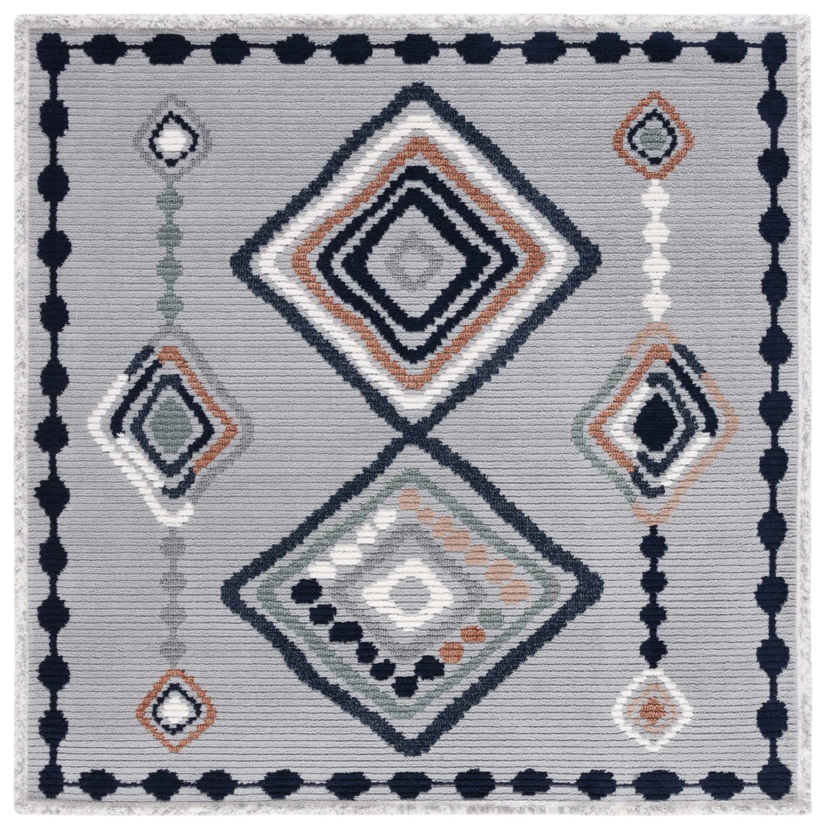 Safavieh Marrakesh 6'-7" x 6'-7" Rug in Grey / Blue Rust