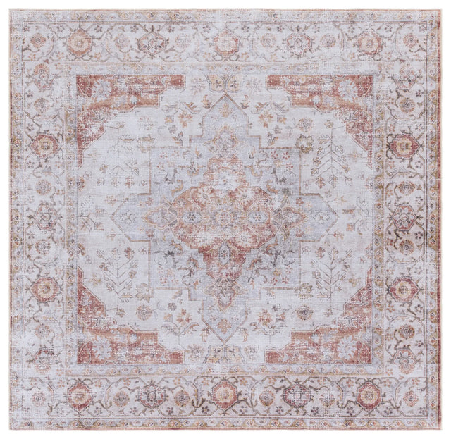 Safavieh Tucson 5'-0" x 5'-0" Rug in Light Grey / Rust