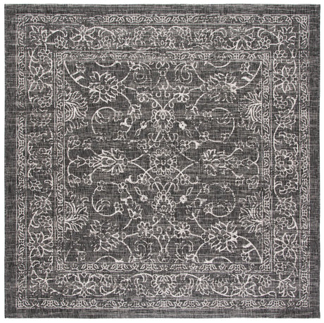 Safavieh Courtyard 6'-7" x 6'-7" Rug in Black / Ivory