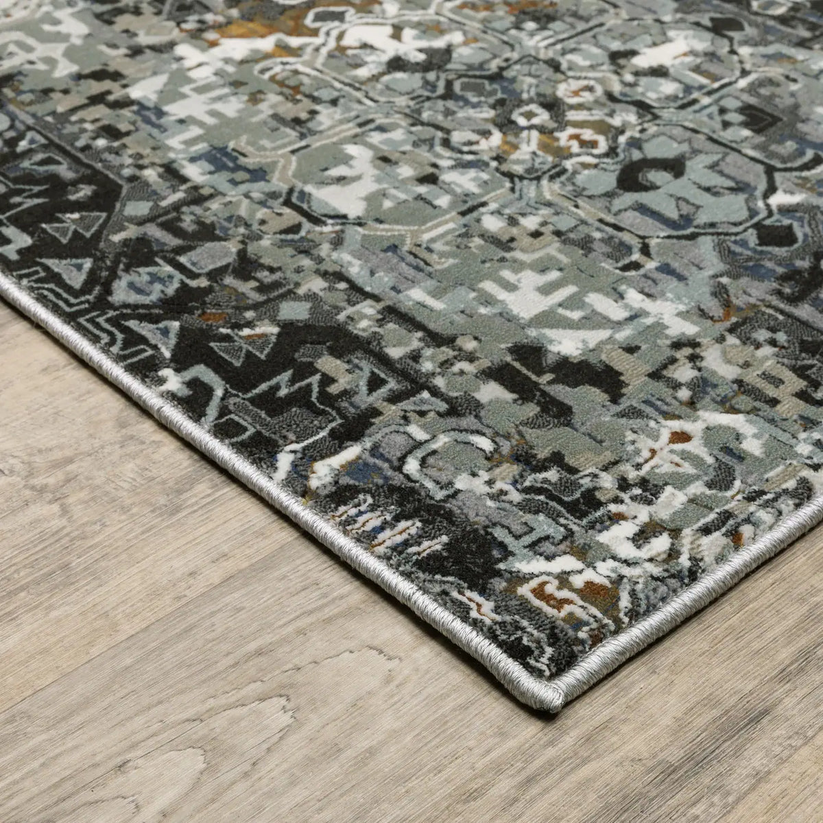 Oriental Weavers Gemini 2060V Charcoal/ Multi Rug - corner detail