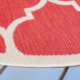 Safavieh Courtyard 5'-3" x 5'-3" Rug in Red / Bone