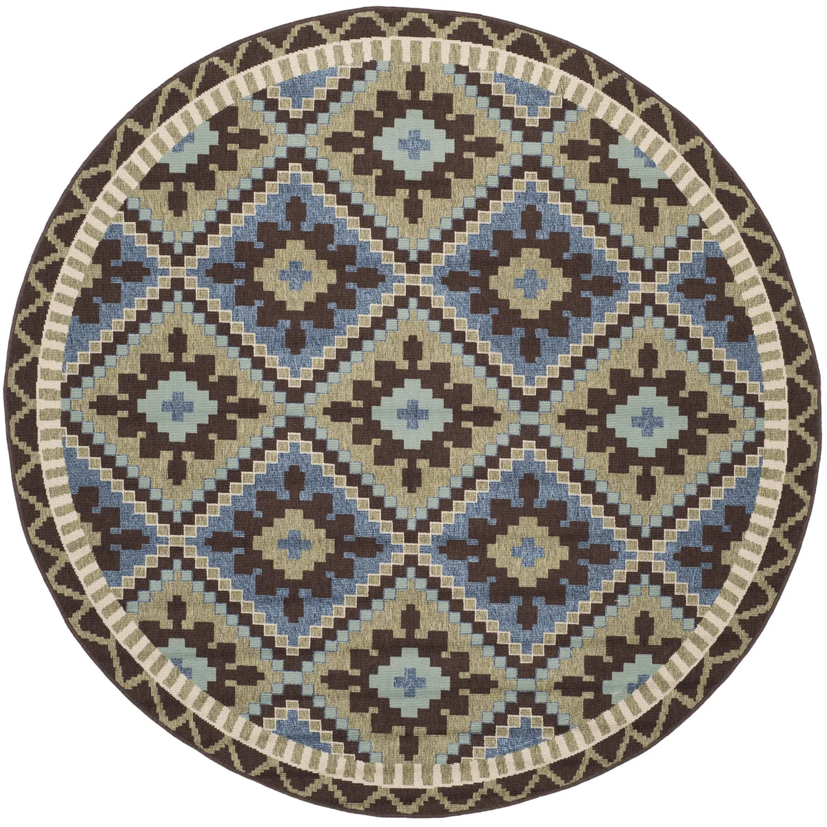 Safavieh Veranda 6'-7" x 6'-7" Rug in Green / Chocolate