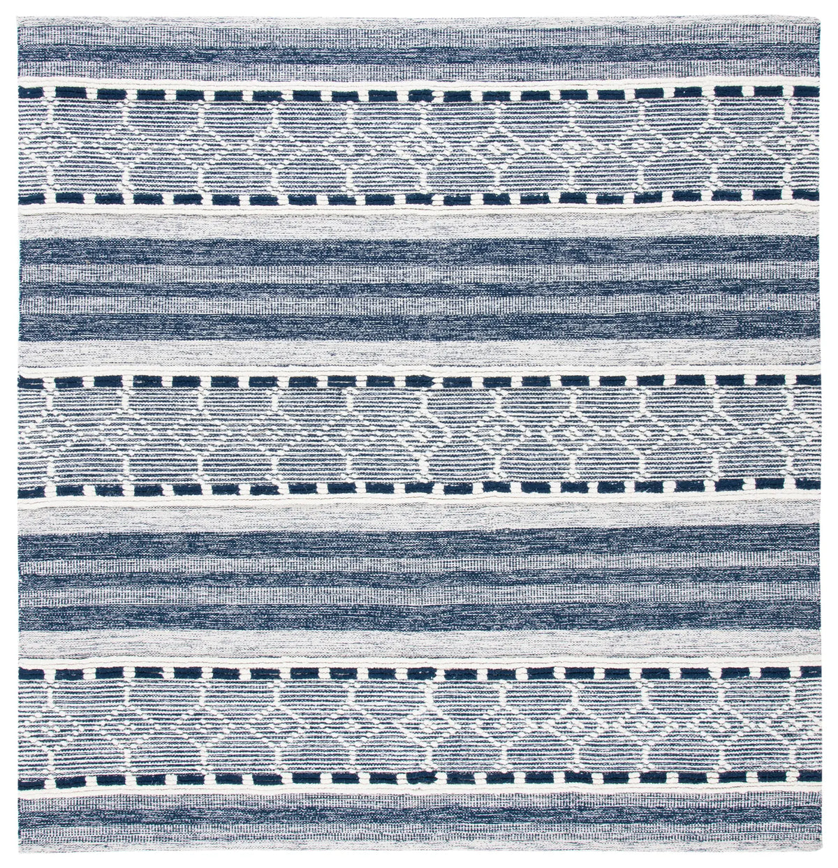 Safavieh Striped Kilim 7'-0" x 7'-0" Rug in Navy / Ivory