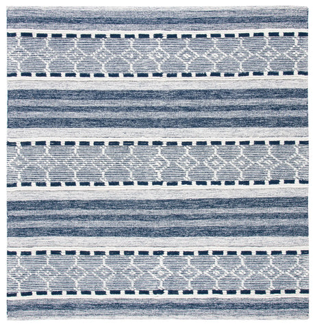 Safavieh Striped Kilim 7'-0" x 7'-0" Rug in Navy / Ivory