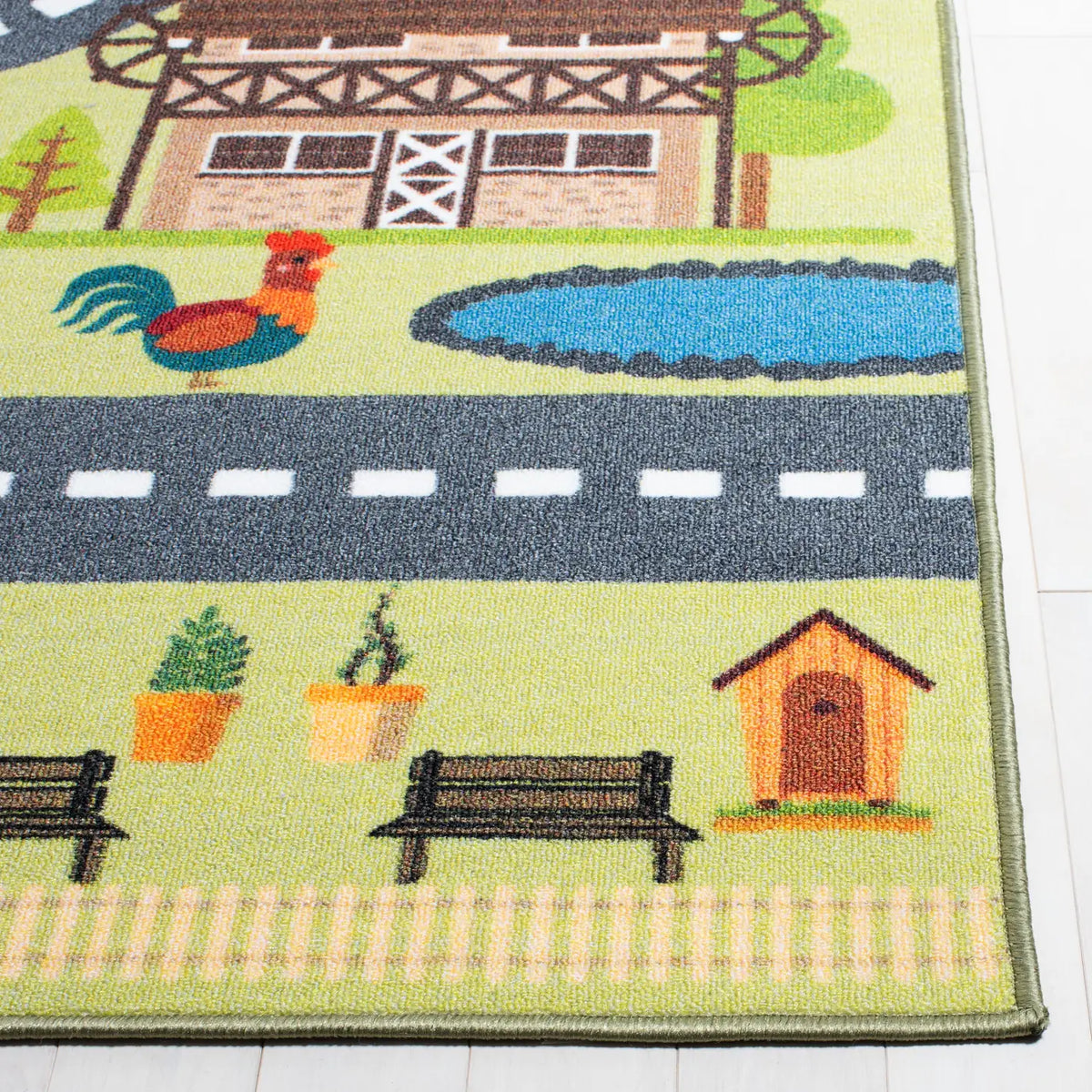 Safavieh Kids Playhouse 200 5'-5" x 7'-7" Rug in Light Green / Dark Grey