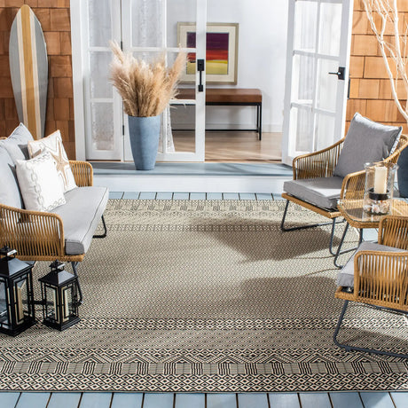 Safavieh Courtyard 8'-0" x 10'-0" Rug in Beige / Black