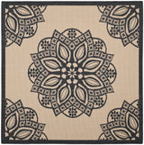 Safavieh Courtyard 6'-7" x 6'-7" Rug in Beige / Black