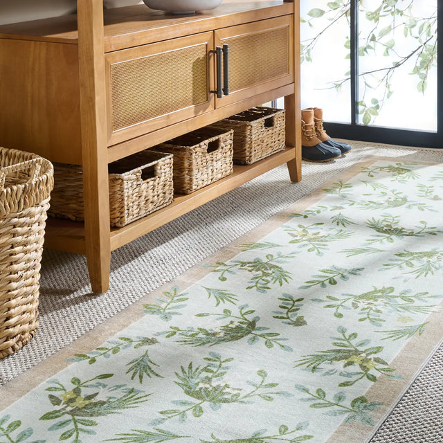 Safavieh Martha Stewart Washable 2'-6" x 8'-0" Rug in Taupe / Green