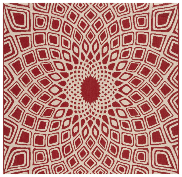Safavieh Courtyard 6'-7" x 6'-7" Rug in Red / Beige