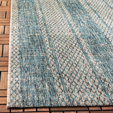 Safavieh Courtyard 4'-0" x 5'-7" Rug in Light Grey / Teal