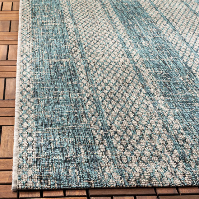 Safavieh Courtyard 4'-0" x 5'-7" Rug in Light Grey / Teal