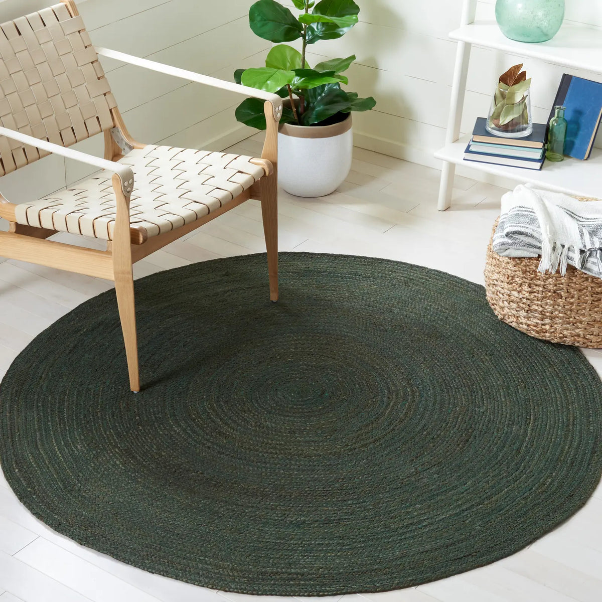 Safavieh Natural Fiber 5'-0" x 5'-0" Rug in Dark Green