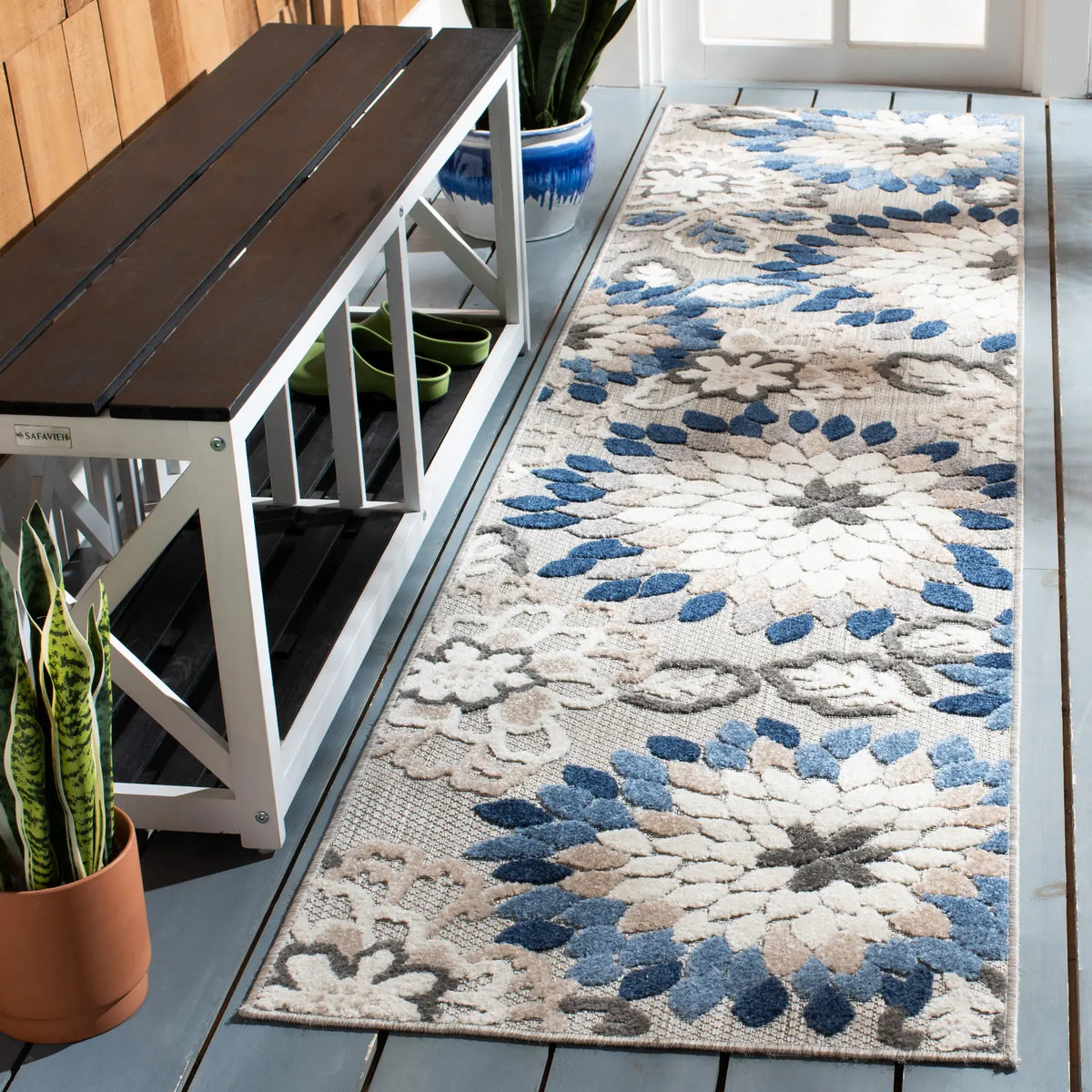 Safavieh Cabana 2'-2" x 11'-0" Rug in Grey / Blue