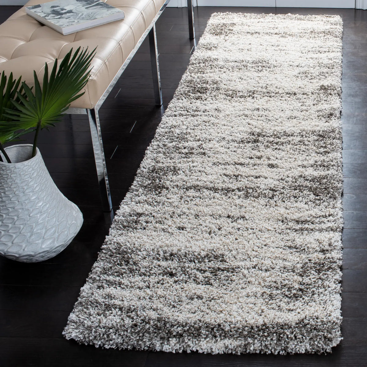 Safavieh Hudson Shag 2'-3" x 10'-0" Rug in Ivory / Grey