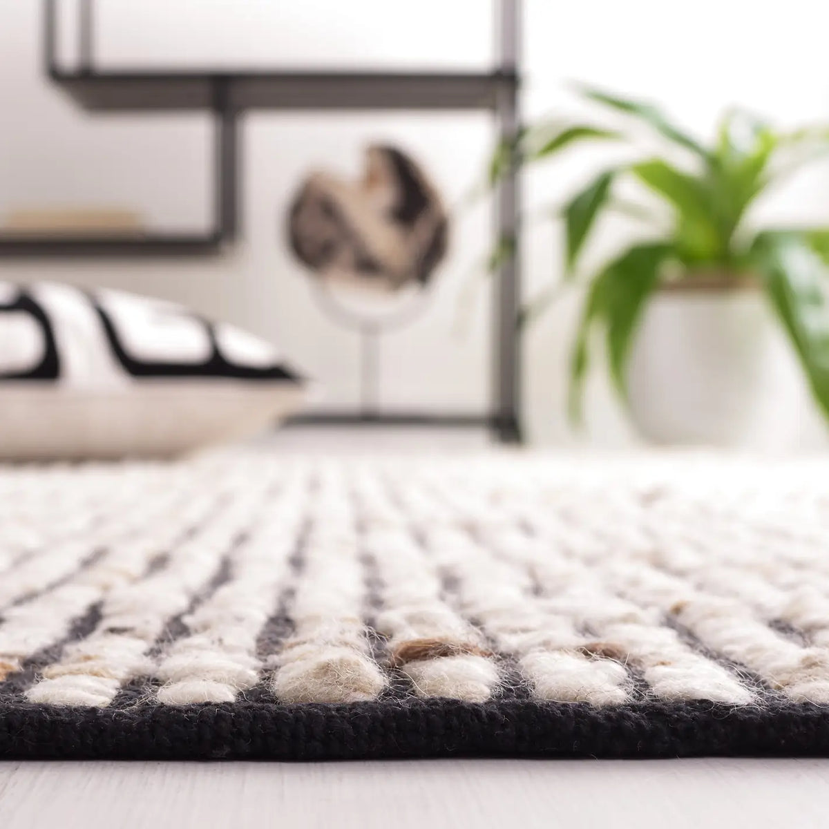 Safavieh Natura 4'-0" x 6'-0" Rug in Black / Ivory