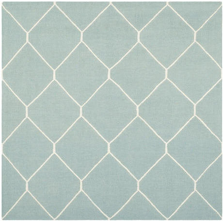 Safavieh Dhurries 6'-0" x 6'-0" Rug in Light Blue / Ivory