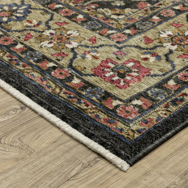 Oriental Weavers Sphinx HASTINGS HA07D Charcoal Floral Rugs - corner detail