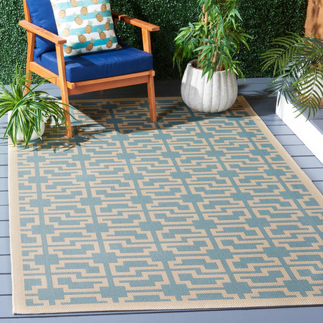 Safavieh Courtyard 4'-0" x 5'-7" Rug in Aqua / Beige