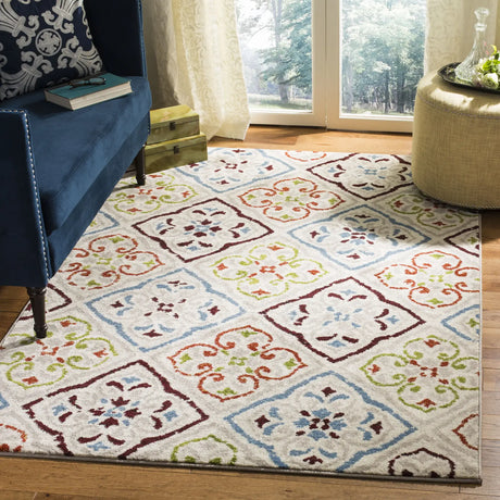Safavieh Sagamore 4'-0" x 6'-0" Rug in Light Grey / Terracotta