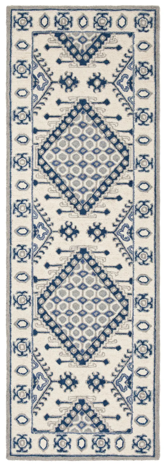 Safavieh Micro-Loop 2'-3" x 7'-0" Rug in Ivory / Blue