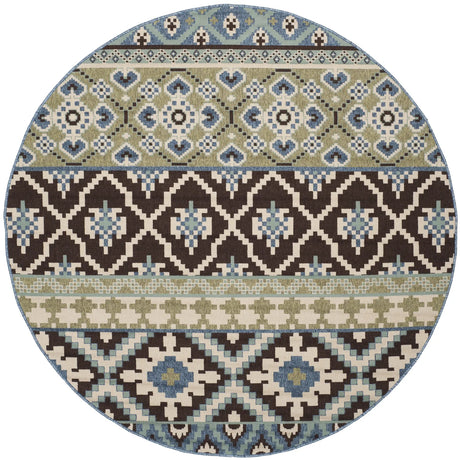 Safavieh Veranda 6'-7" x 6'-7" Rug in Chocolate / Blue