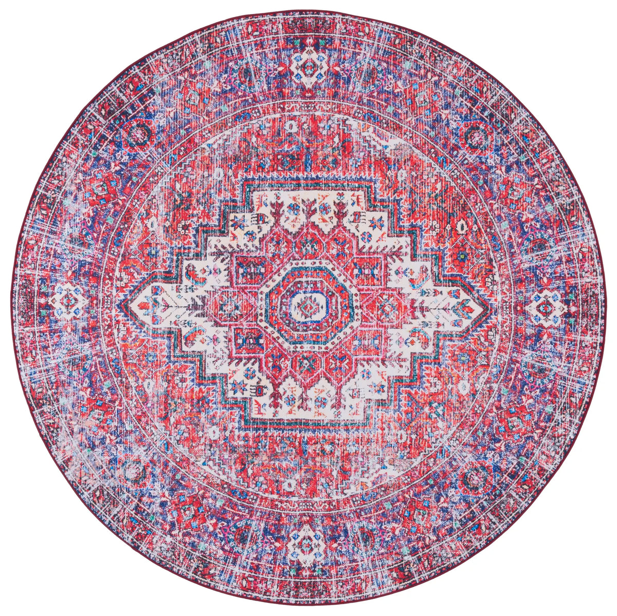 Safavieh Tucson 6'-0" x 6'-0" Rug in Red / Blue