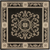 Safavieh Courtyard 6'-7" x 6'-7" Rug in Black / Sand