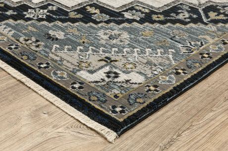 Oriental Weavers Sphinx KEIRA KEI04 Blue Medallion Rugs - corner detail
