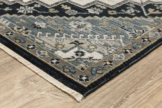 Oriental Weavers Sphinx KEIRA KEI04 Blue Medallion Rugs - corner detail