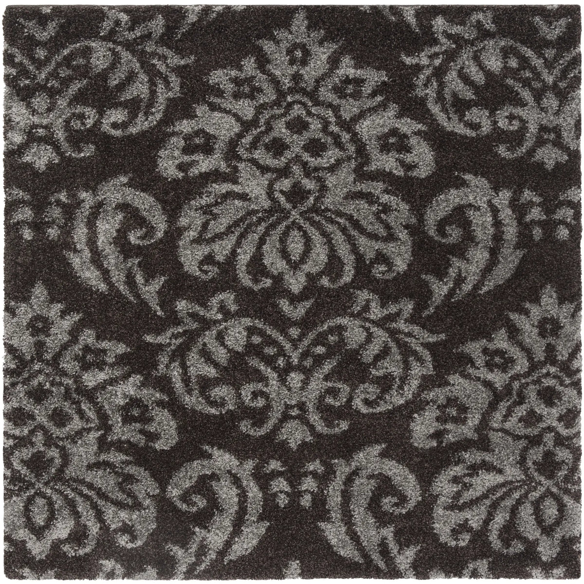 Safavieh Florida Shag 5'-0" x 5'-0" Rug in Dark Brown / Smoke