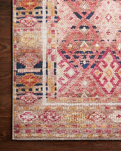 Loloi Layla Lay-15 Magenta/Multi Rugs - corner on wood