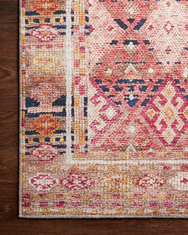 Loloi Layla Lay-15 Magenta/Multi Rugs - corner on wood