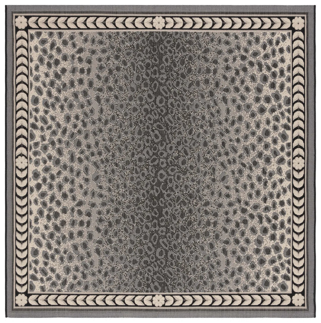 Safavieh Courtyard 6'-7" x 6'-7" Rug in Grey / Black