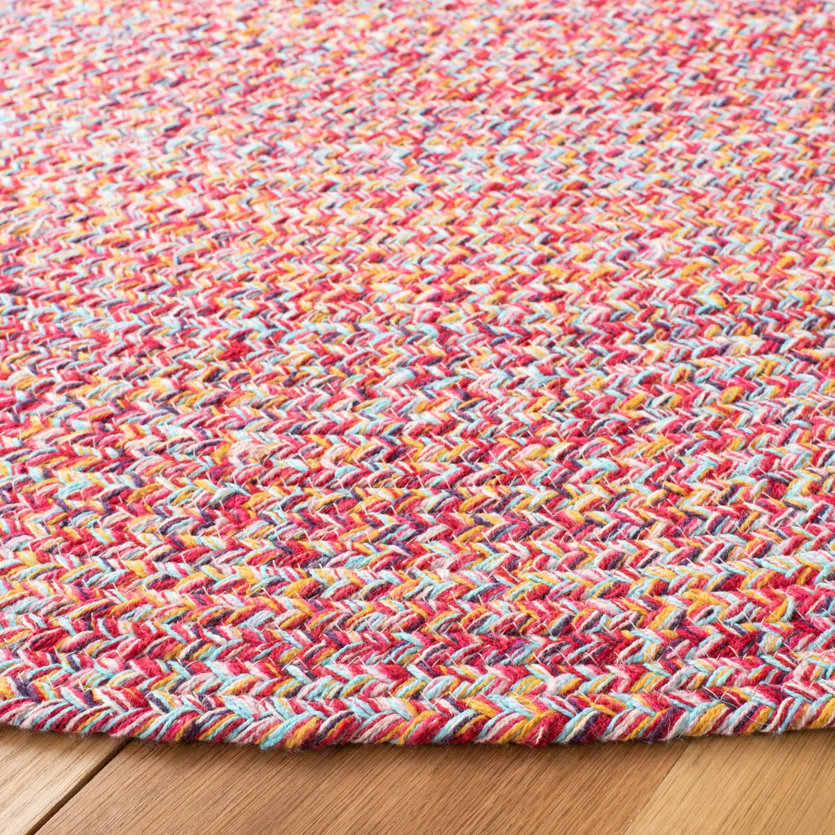 Safavieh Braided 5'-0" x 5'-0" Rug in Pink / Yellow