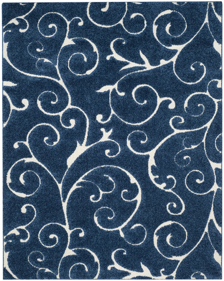 Safavieh Florida Shag 9'-6" x 13'-0" Rug in Dark Blue / Cream