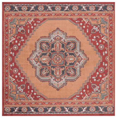 Safavieh Pyramid 6'-7" x 6'-7" Rug in Rust / Ivory Grey