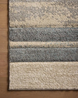 Loloi Silas Sla-07 Slate/Sand Rug - corner on wood