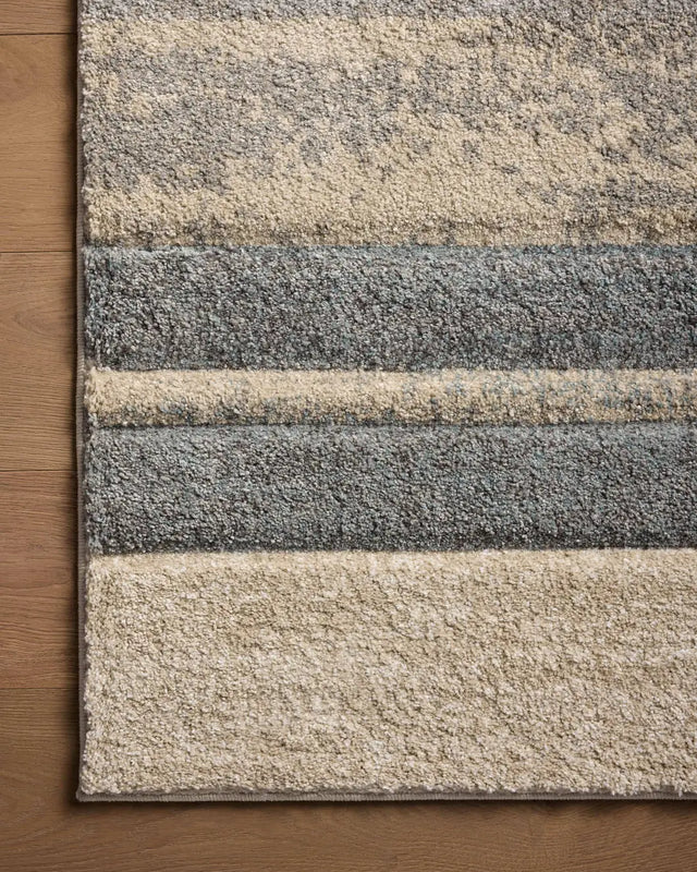 Loloi Silas Sla-07 Slate/Sand Rug - corner on wood