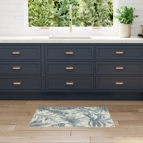 Nourison Aloha ALH43 Machine Made Ivory, Blue Rug