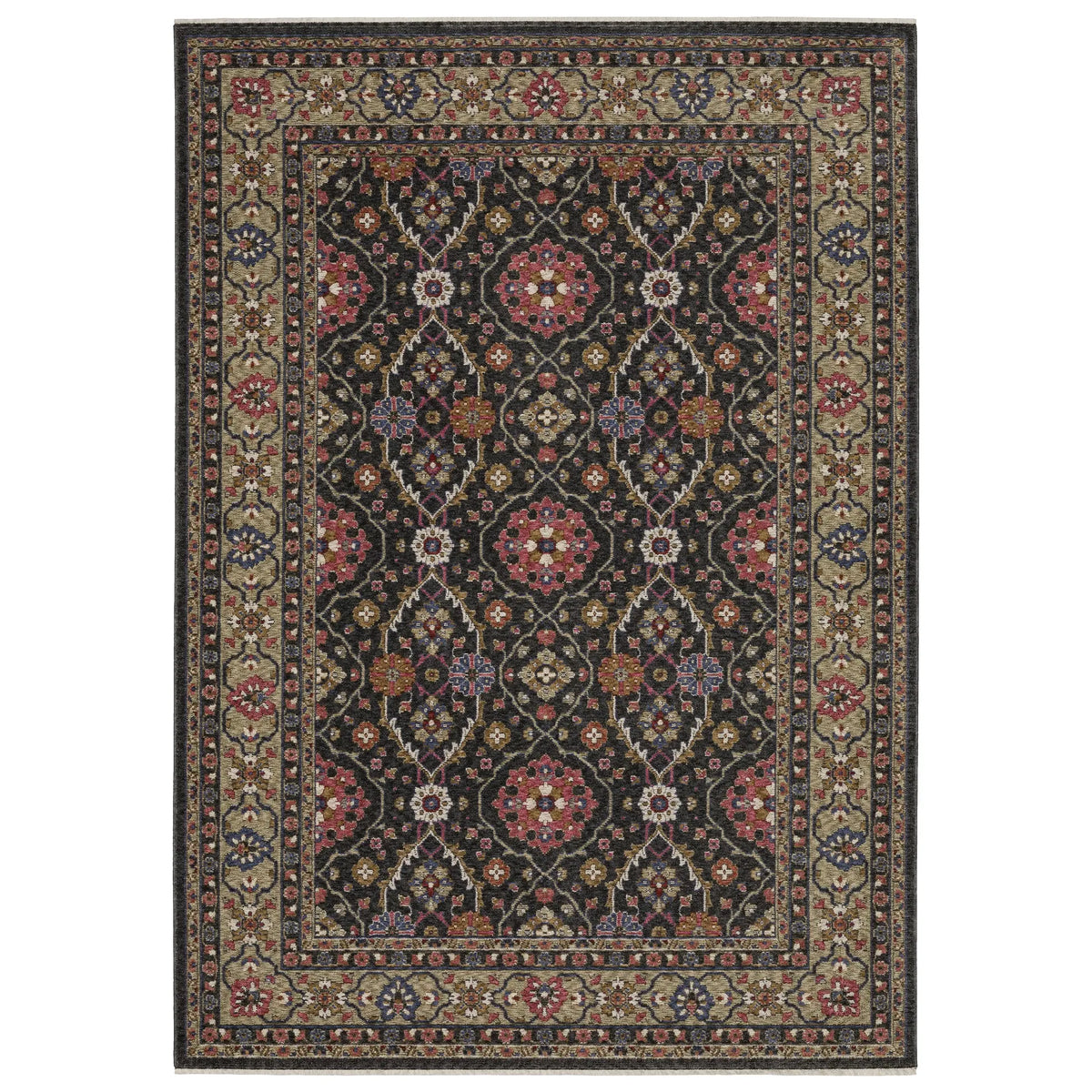 Oriental Weavers Sphinx HASTINGS HA07D Charcoal Floral Rugs - main flat