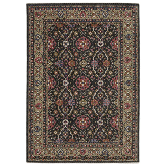 Oriental Weavers Sphinx HASTINGS HA07D Charcoal Floral Rugs - main flat