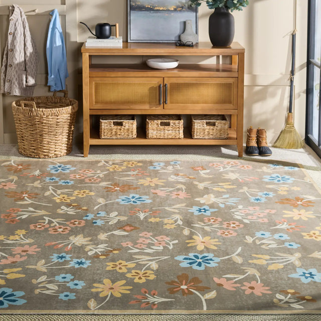 Safavieh Martha Stewart Washable 8'-0" x 10'-0" Rug in Dark Beige / Light Blue