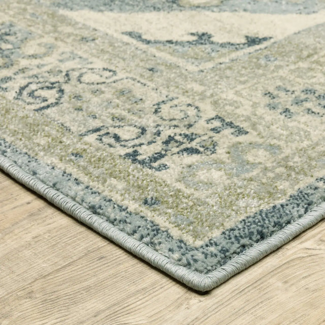 Oriental Weavers Sphinx Branson Br03A Blue/ Beige Rugs - corner detail