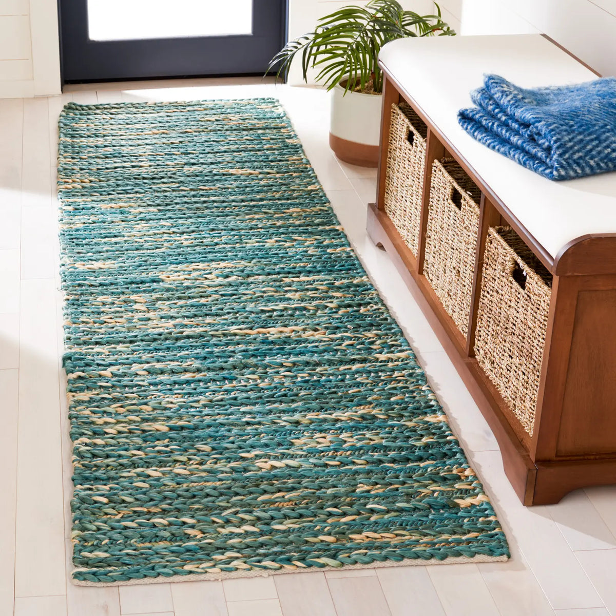 Safavieh Natural Fiber 2'-3" x 8'-0" Rug in Dark Green / Natural