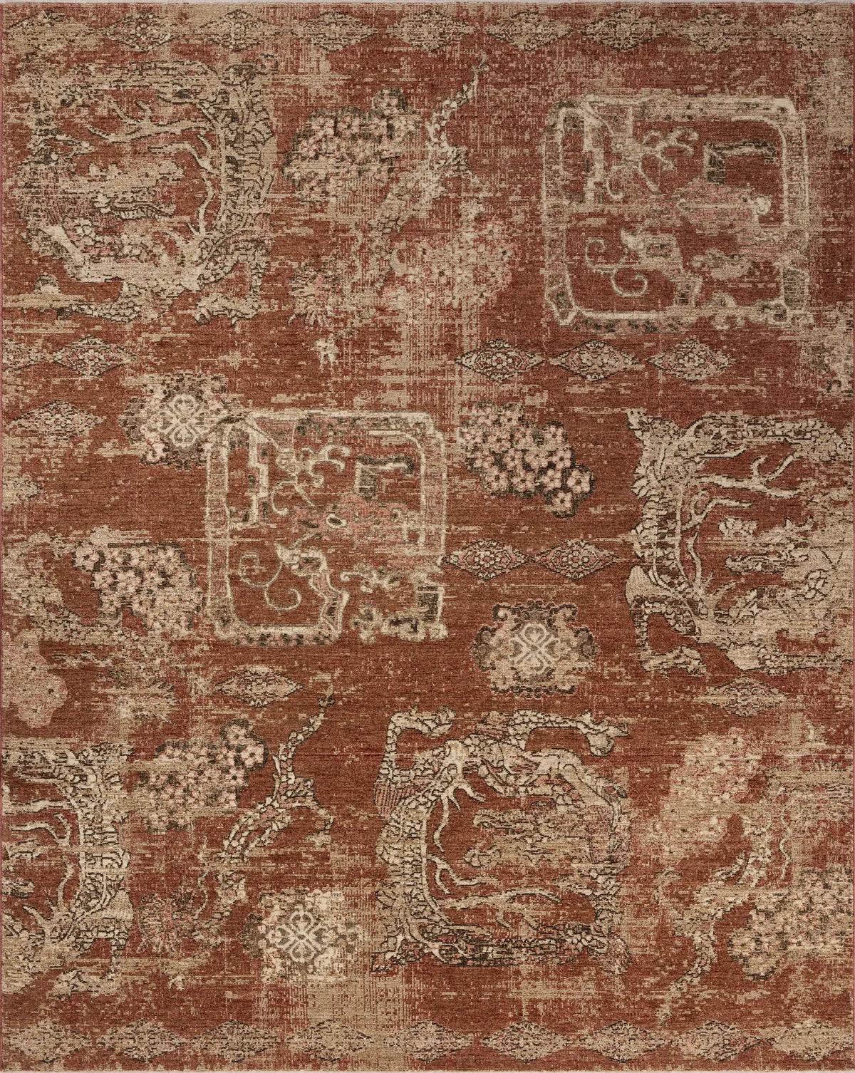 Loloi Winchester WNC-09 Traditional Power Loomed Brick, Beige Rug - main flat
