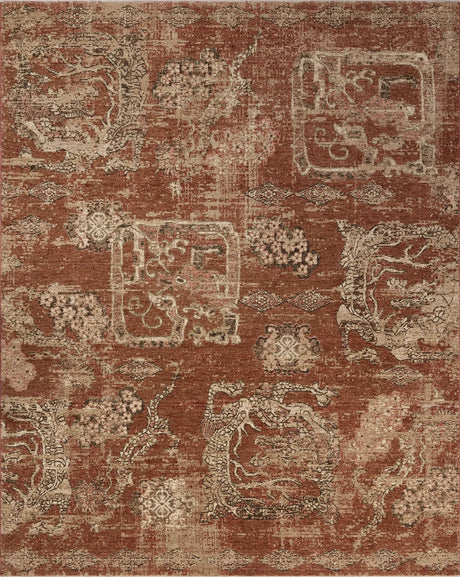 Loloi Winchester WNC-09 Traditional Power Loomed Brick, Beige Rug - main flat