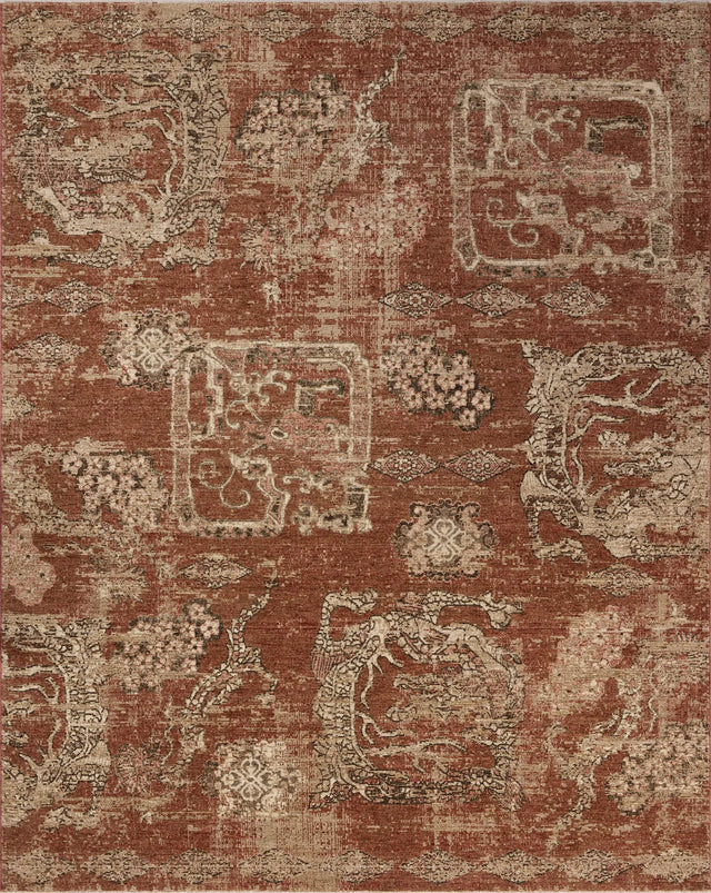 Loloi Winchester WNC-09 Traditional Power Loomed Brick, Beige Rug - main flat