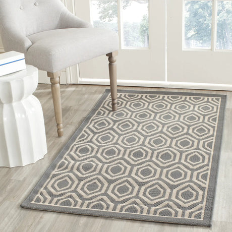 Safavieh Courtyard 2'-7" x 5'-0" Rug in Anthracite / Beige