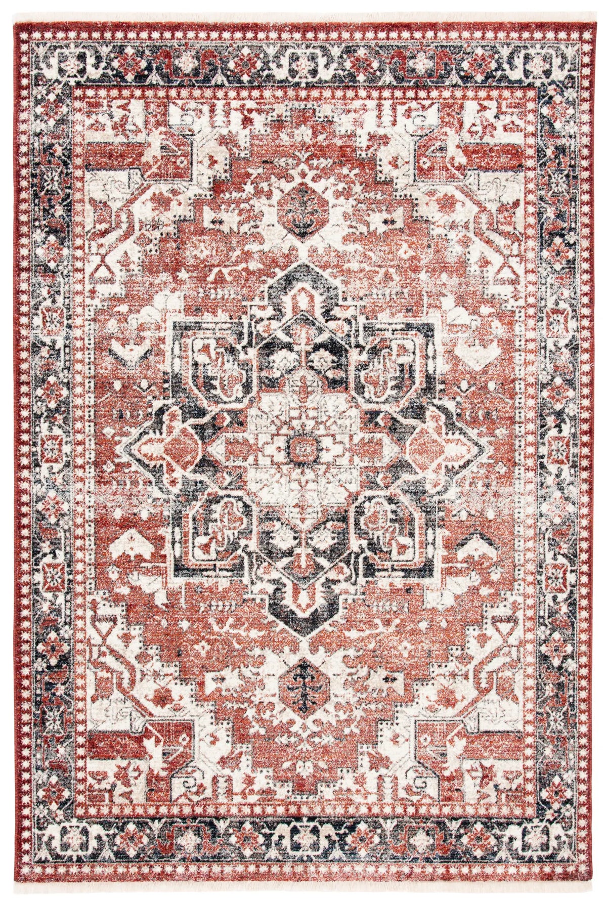 Safavieh Herat 300 4'-0" x 6'-0" Rug in Rust / Creme
