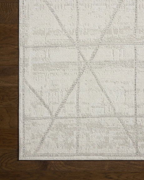 Loloi Roxie ROX-01 Contemporary Power Loomed Ivory, Graphite Rug - corner on wood